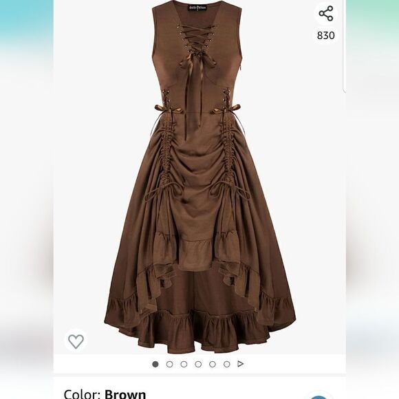 WOMEN'S Steampunk Gothic Victorian Dress, Brown new with original Package - Picture 2 of 16